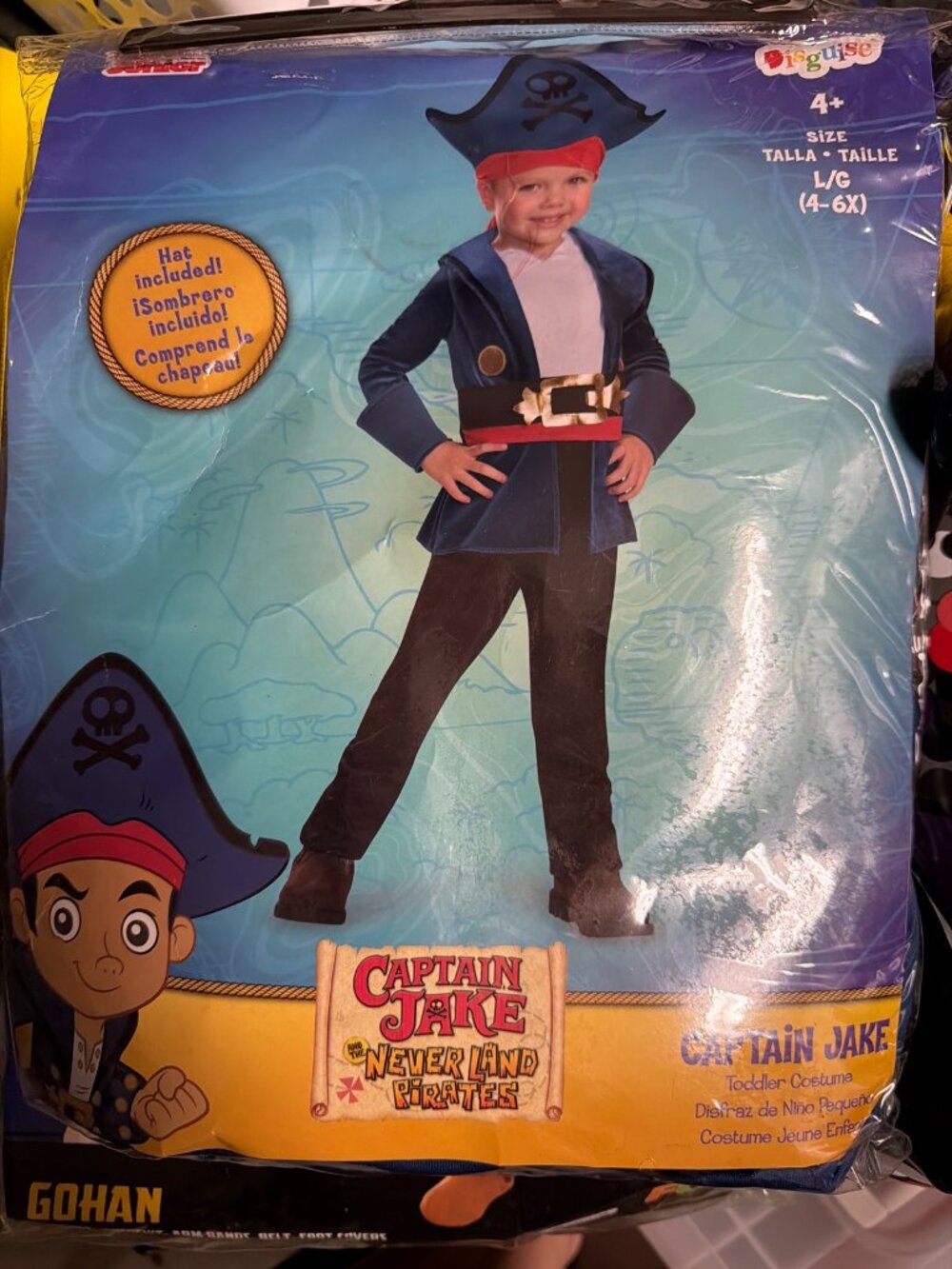 Disguise Captain Jake Never Land Pirates Toddler Costume L 4-6X Hat Included